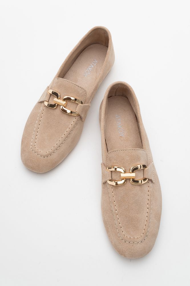kadin-deri-tokali-loafer-BEJ SUET-KYL252710-0090675_0
